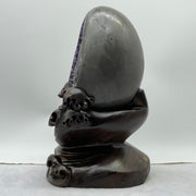 Natural Deep Purple Amethyst Egg with Wooden Stand Display Total Weight 4,534.1g 160.0 by 160.0 by 270.0mm - Huangs Jadeite and Jewelry Pte Ltd