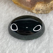Type A Translucent Black Omphacite Jadeite Round Cabouchon Stone For Setting 2.08g 15.6 by 10.9 by 6.1mm - Huangs Jadeite and Jewelry Pte Ltd