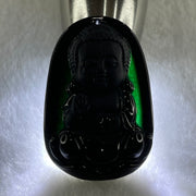 Type A Opaque to Partial Translucent Black Omphacite Jadeite Baby Buddha Pendant 13.75g 42.0 by 28.2 by 8.6mm - Huangs Jadeite and Jewelry Pte Ltd