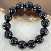 Special Grade Natural Black Gold King Amber Beads Bracelet 天然特一黑金王琥珀手链 28.85g 19cm 15.6mm 14 Beads - Huangs Jadeite and Jewelry Pte Ltd