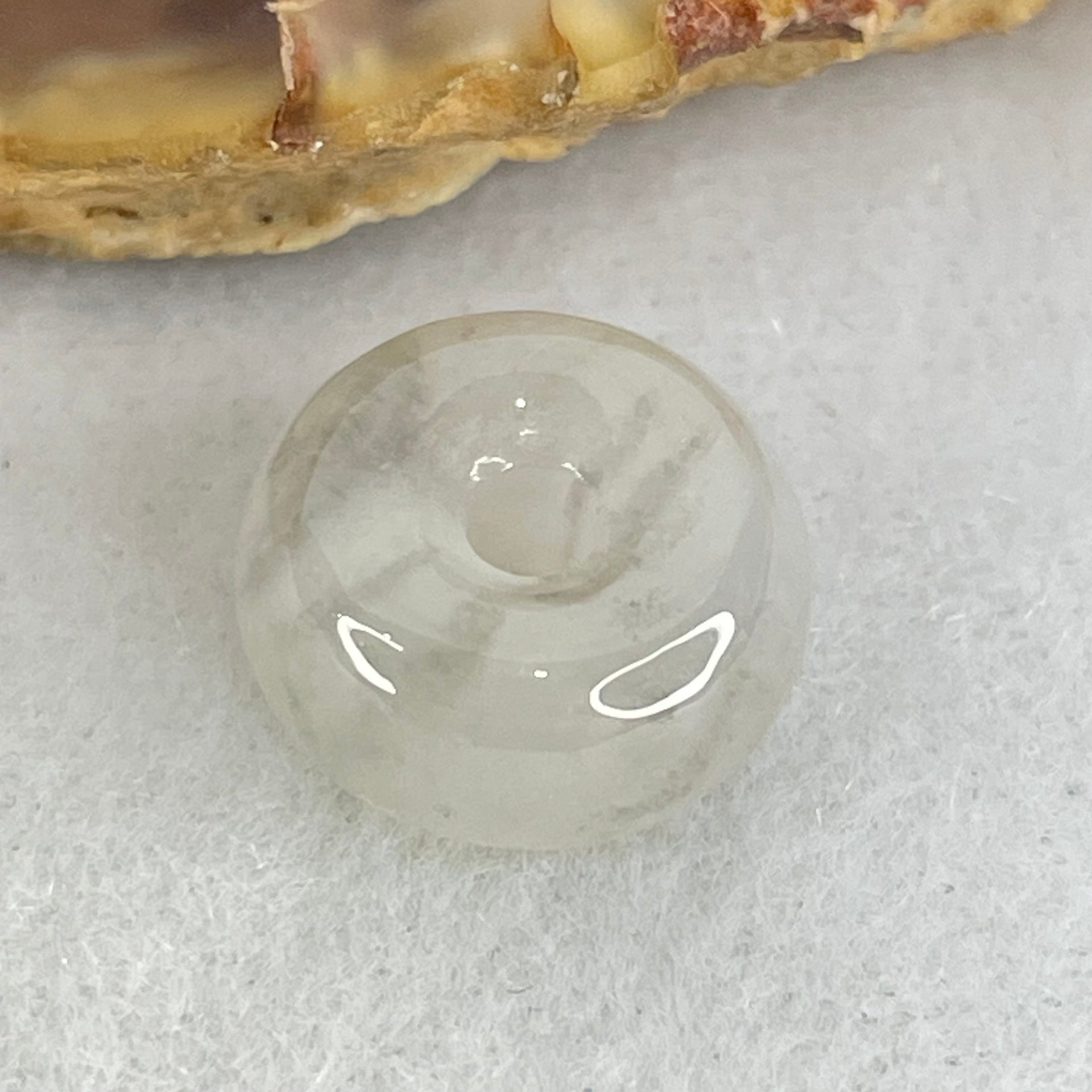 Type A Semi Icy Light Lavender With Wuji Grey Spots Jadeite Ping An Kou Charm/Pendant 2.03g 12.4 by 6.4mm - Huangs Jadeite and Jewelry Pte Ltd