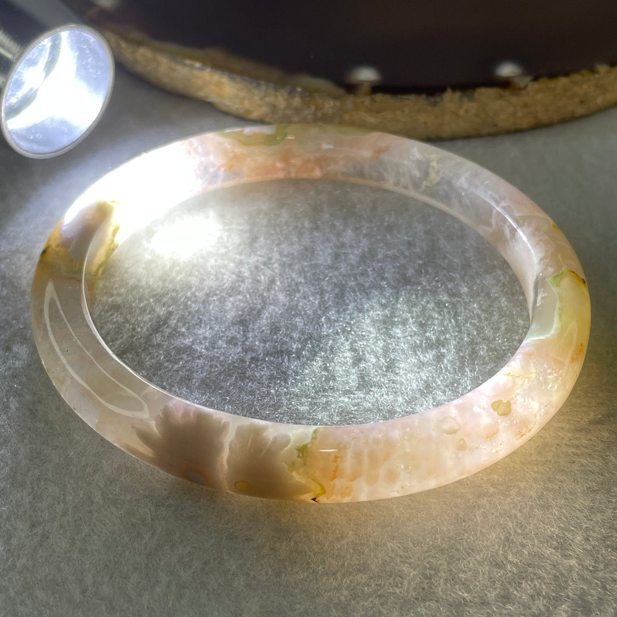 Natural Pink Flower Agate Oval Bangle Set | (68.69g | 55.6mm ID | 9.0 x 6.9mm | Blooming Self-Love & Emotional Renewal Anchor, Feng Shui Harmony & Sovereign Guifei Stacking Bangle Set) - Huangs Jadeite and Jewelry Pte Ltd