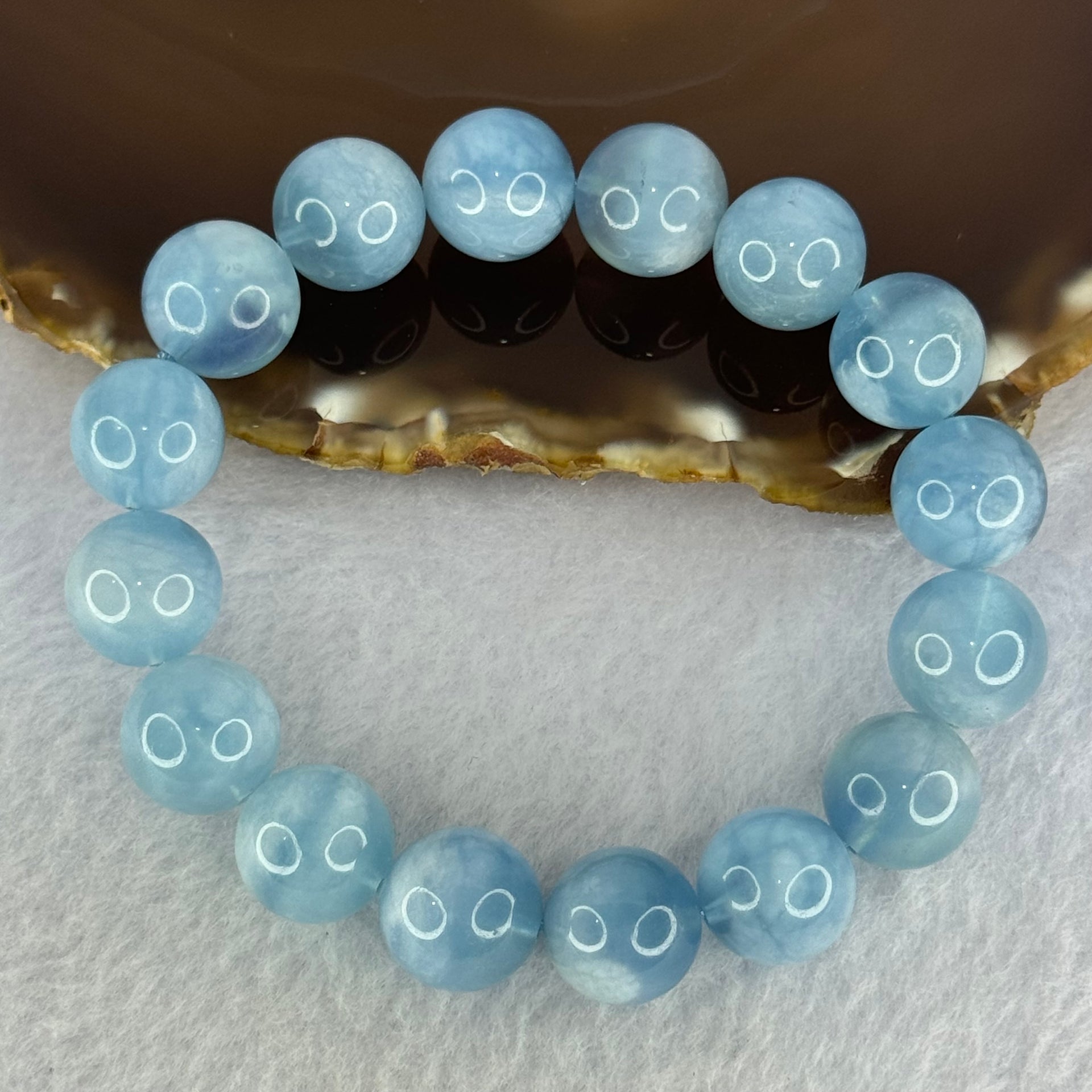 Natural Aquamarine Beads Bracelet 50.83g 18cm 13.2mm 16 Beads - Huangs Jadeite and Jewelry Pte Ltd