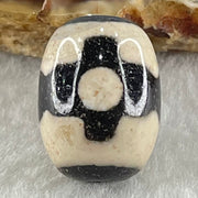 Natural Powerful Tibetan Old Oily Dark Brown With White Agate 3 Eyes Dzi Bead Heavenly Master (Tian Zhu) 三眼天诛 4.52g 17.5 by 13.1mm - Huangs Jadeite and Jewelry Pte Ltd