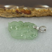 18K White Gold Type A Light Green Jadeite Squirrel Pendant with Natural Diamonds 5.68g 21.0 by 21.4 by 6.8mm - Huangs Jadeite and Jewelry Pte Ltd