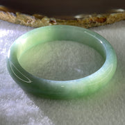 Natural Type A Jelly Green with White Patches Jadeite Bangle 36.02g Inner Diameter 52.1mm 12.7 by 6.2mm (Internal Line) - Huangs Jadeite and Jewelry Pte Ltd