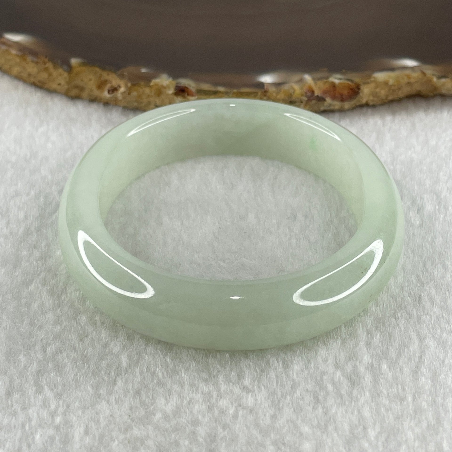 Type A Natural Jelly Light Green Jadeite Oval Bangle 47.17g Inner Diameter 54.6mm 12.3 by 8.2mm (Internal Line) - Huangs Jadeite and Jewelry Pte Ltd