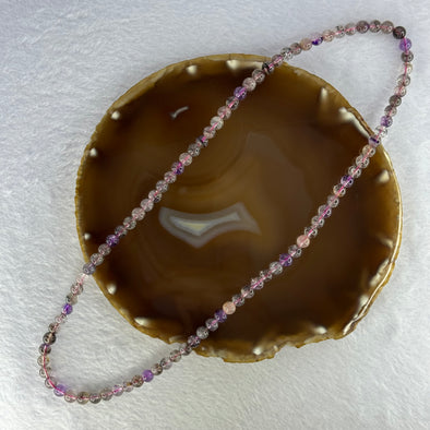 Above Average Grade Natural Super 7 Crystal Beads Necklace 天然超级七水晶珠项链 29.19g 54cm 6.4mm 91 Beads