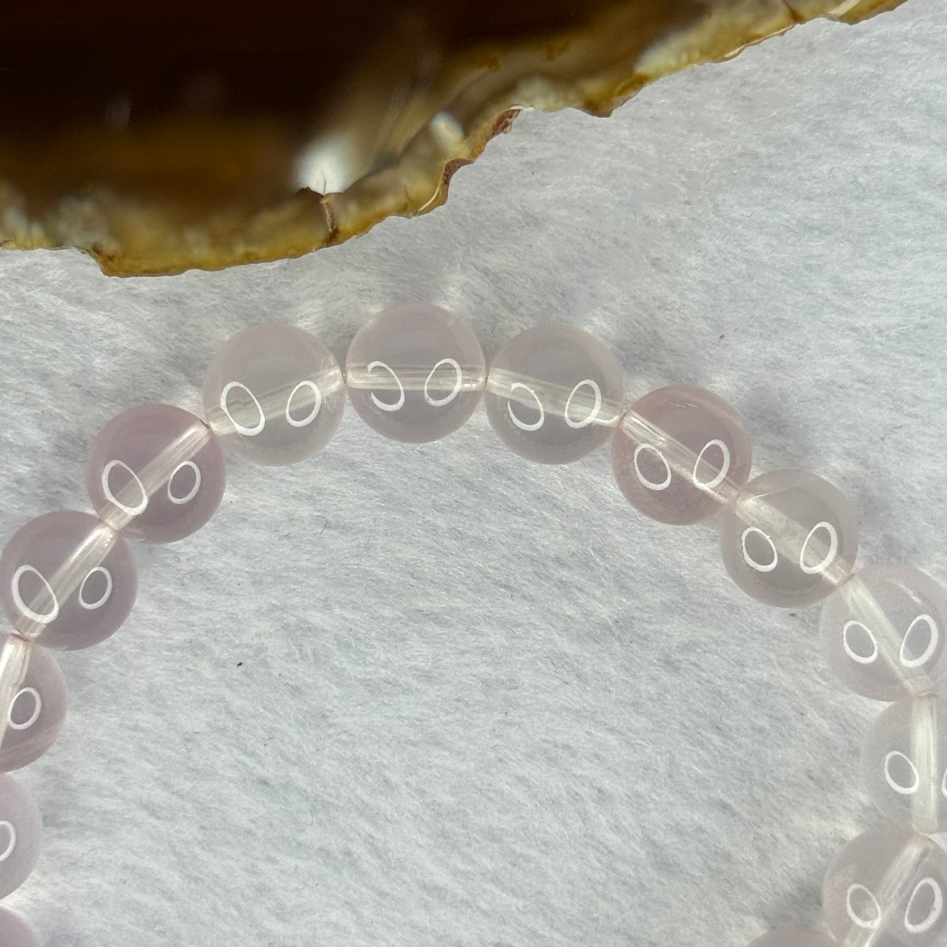 Natural Rose Quartz Beads Bracelet 天然玫瑰石英珠手链t 29.77g 17.5cm 10.3mm 20 Beads - Huangs Jadeite and Jewelry Pte Ltd