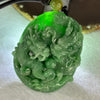 Rare Type A Good Translucent Full Green Jadeite Double Dragon and Coin with Hand Play String 罕见 A 货半透明全绿翡翠双龙手把件 181.89g 72.1 by 57.60 by 30.70mm with NGI Cert No. 82823875 - Huangs Jadeite and Jewelry Pte Ltd