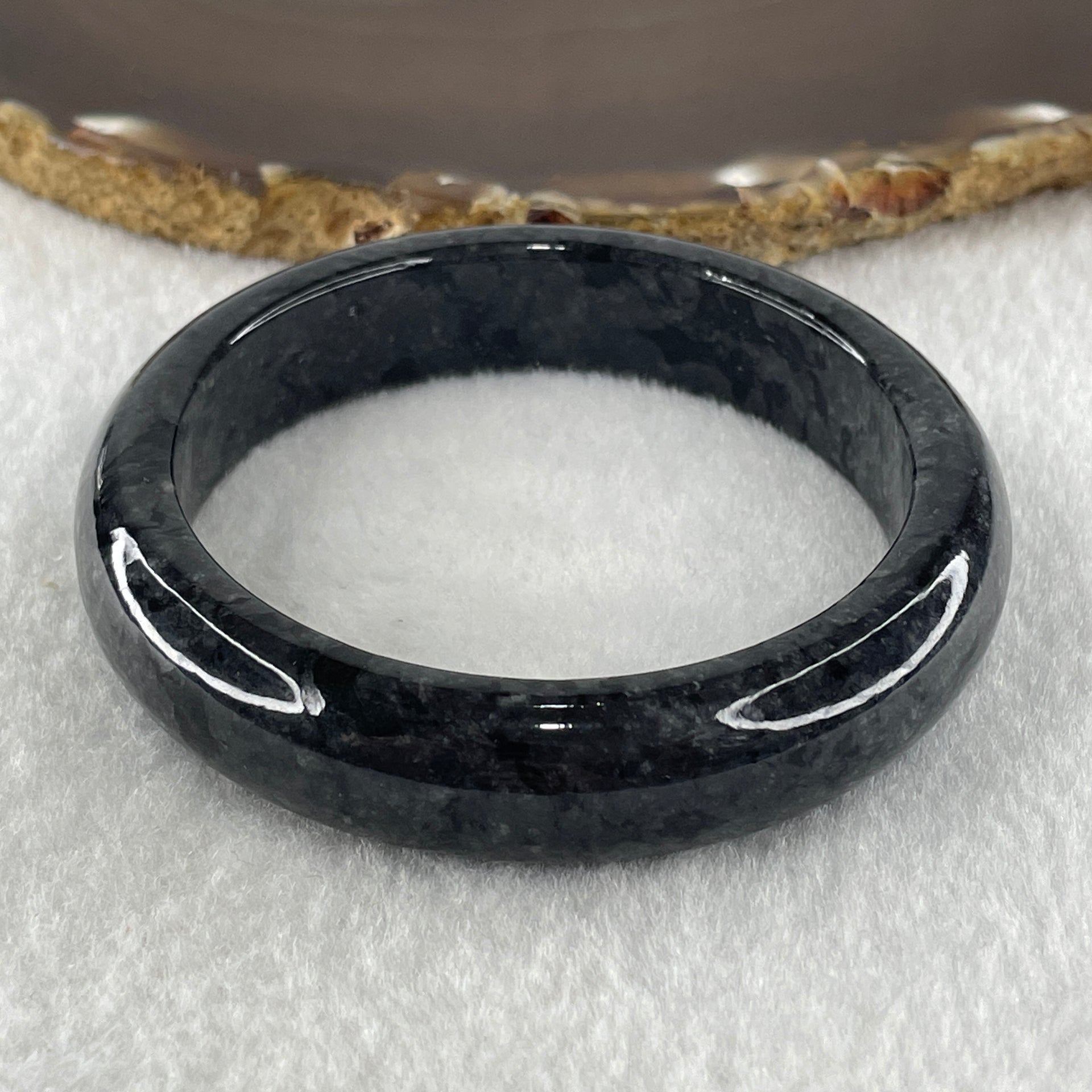 Type A Natural Opaque Wuji Grey Black Jadeite Bangle 59.670g Inner Diameter 55.7mm 13.4 by 8.3mm (Cannot See Lines) - Huangs Jadeite and Jewelry Pte Ltd