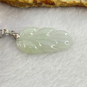 Type A Semi Icy Light Green Jadeite Leaf 30.1 by 17.5 by 3.7mm Pendant with S925 Sliver Necklace 3.80g - Huangs Jadeite and Jewelry Pte Ltd