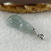 Natural Type A Semi Icy Lavender Jadeite Calabash Hulu Pendant in Stainless Steel Clasp 3.20g 29.6 by 14.9 by 5.2mm - Huangs Jadeite and Jewelry Pte Ltd