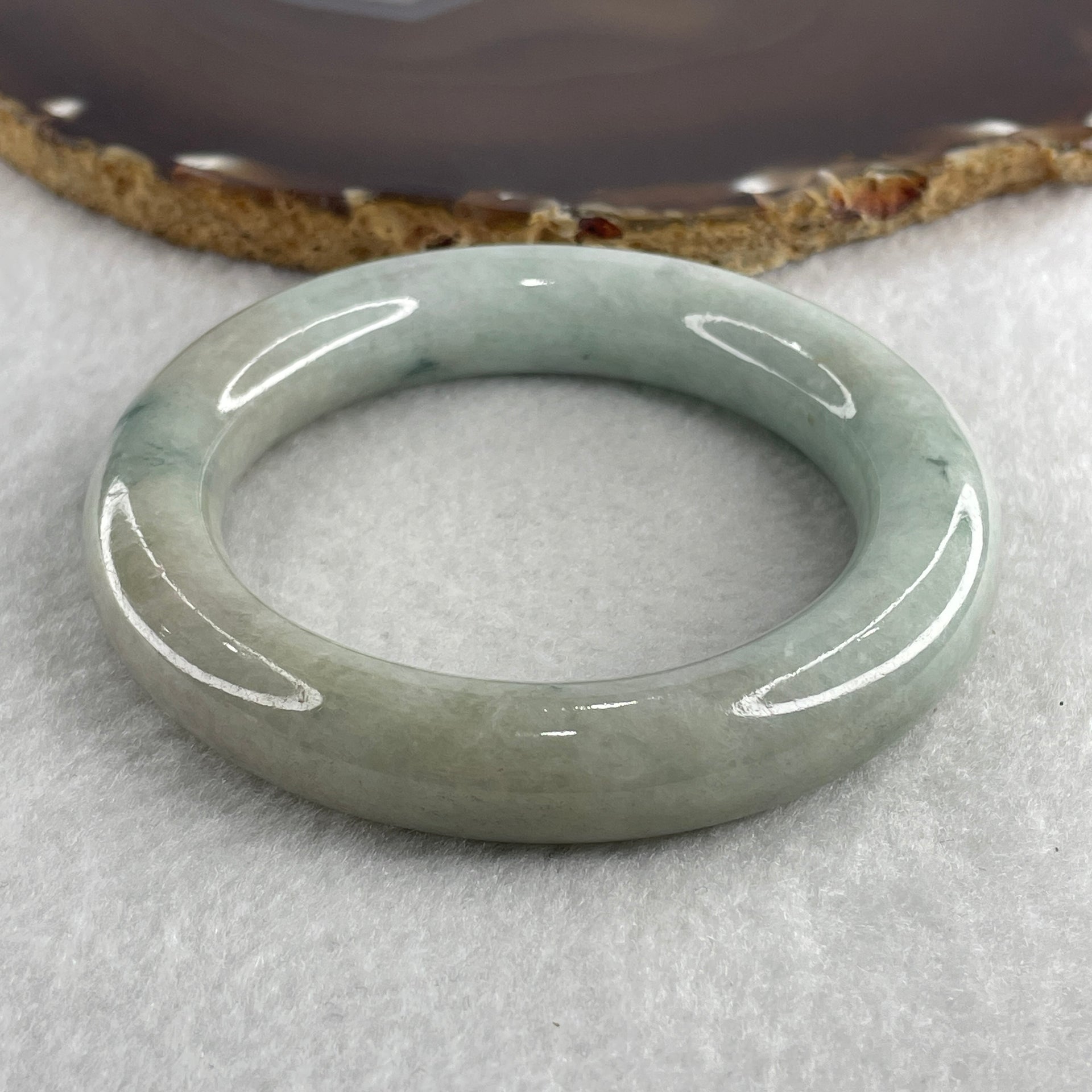 Natural Type A Green with Dark Green Spot Jadeite Bangle 88.51g Internal Diameter 56.4mm 12.8 by 13.3mm (Very Very Slight Internal Lines) - Huangs Jadeite and Jewelry Pte Ltd