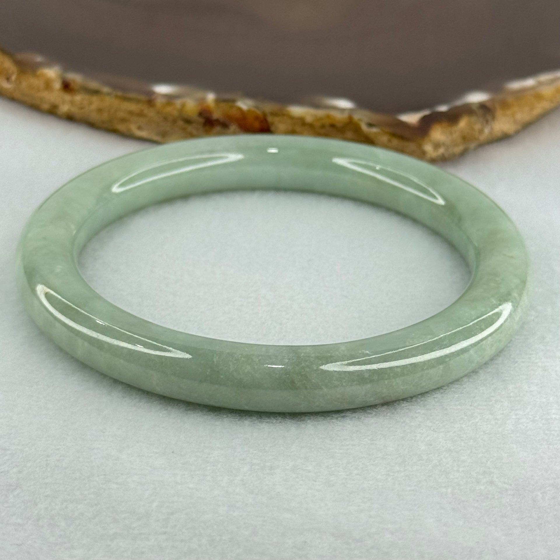 Type A Light Blueish Green Jadeite Bangle Internal Diameter 61.9mm 56.19g  9.6 by 9.9mm (Slight Internal Line) - Huangs Jadeite and Jewelry Pte Ltd