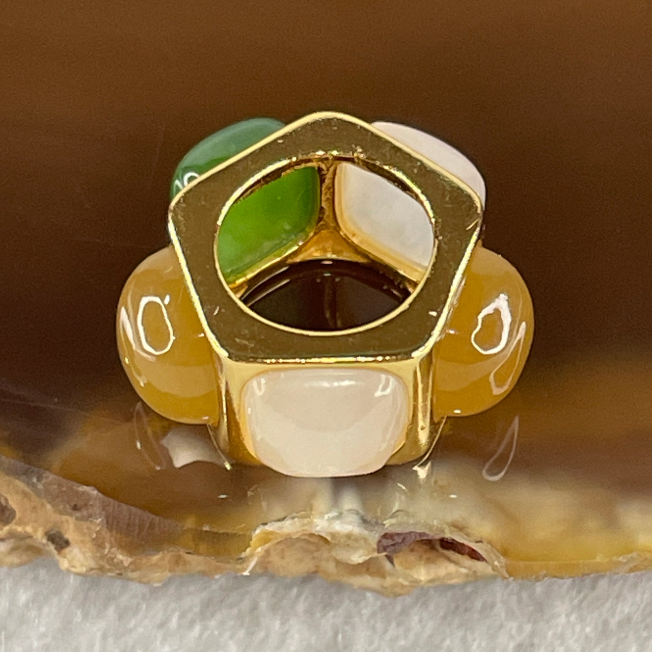 Natural Muti Color Agate Chalcedony Beads Charm 2.50g 5.5 by 3.0mm 5pcs