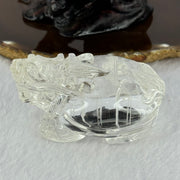 Natural Clear Quartz Dragon Turtle with Wooden Display 214.02g 78.8 by 66.1 by 75.6mm - Huangs Jadeite and Jewelry Pte Ltd