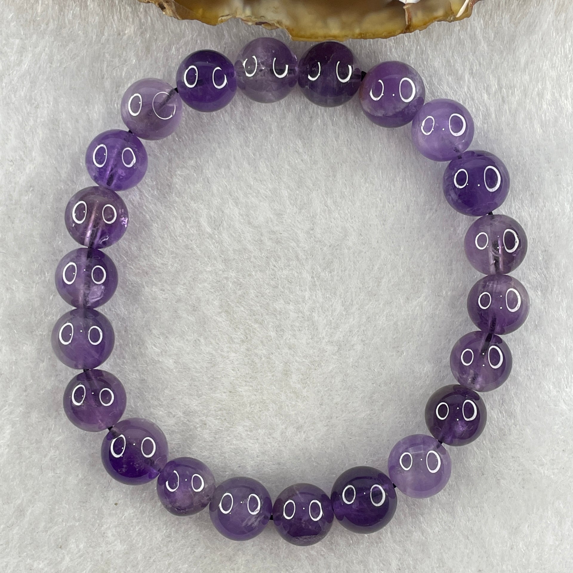 Natural Amethyst Quartz Beads Bracelet 17.90g 15cm 8.9mm 22 Beads - Huangs Jadeite and Jewelry Pte Ltd