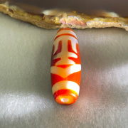 Natural Powerful Tibetan Old Oily Red White Agate One Eye Gold Metal Element Dzi Bead Heavenly Master (Tian Zhu) 一眼金天珠 10.45g 37.9 by 13.4mm - Huangs Jadeite and Jewelry Pte Ltd