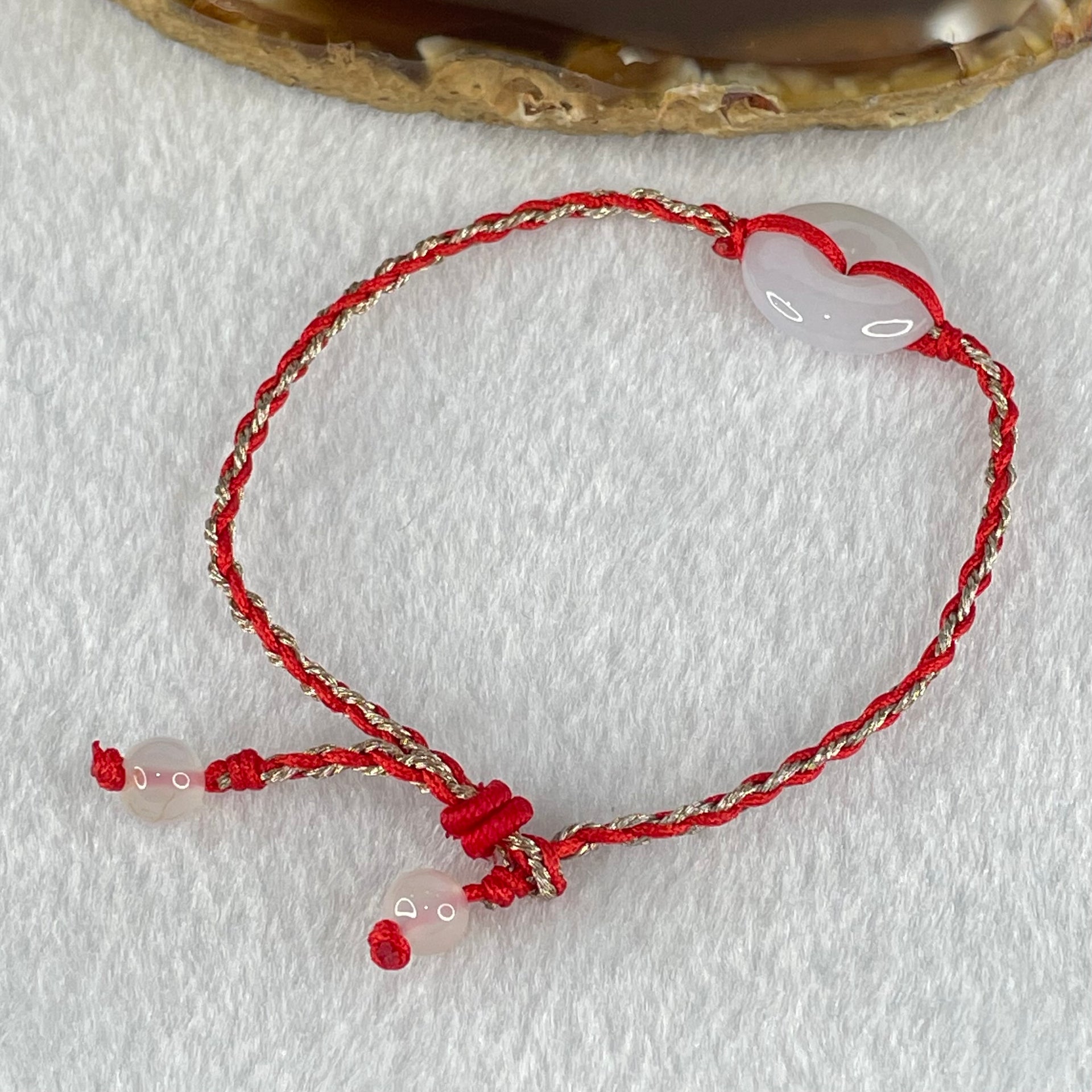 Type A Lavender Jadeite Ping An Kou Donut Charm in String Bracelet 4.20g 16.6 by 5.2mm - Huangs Jadeite and Jewelry Pte Ltd