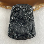 Type A Opaque to Partial Translucent Black Omphacite Jadeite Kirin Qilin Pendant 30.64g 55.7 by 43.5 by 8.5mm - Huangs Jadeite and Jewelry Pte Ltd