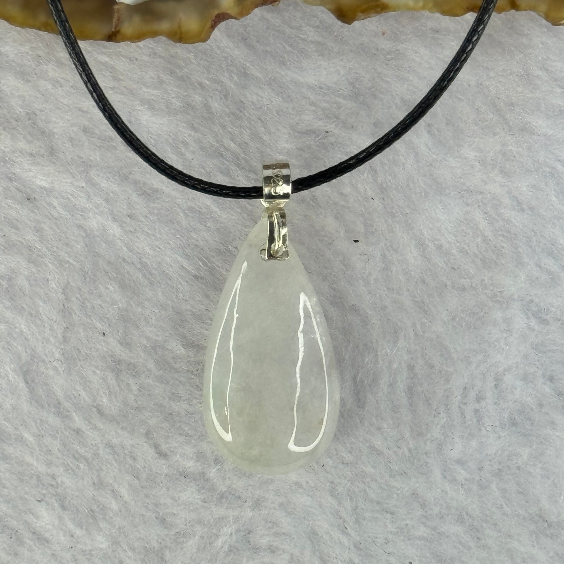 Type A Light Lavender Yellow Teardrop Pendant with S925 Clasp 4.68g 24.1 by 13.0 by 6.7mm - Huangs Jadeite and Jewelry Pte Ltd