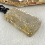 Good Grade Natural Golden Rutilated Quartz Guan Gong and Dragon Pendant with Onyx and Golden Rutilated Quartz Beads Necklace 18.61g 64cm 43.6 by 24.7 by 9.6mm - Huangs Jadeite and Jewelry Pte Ltd