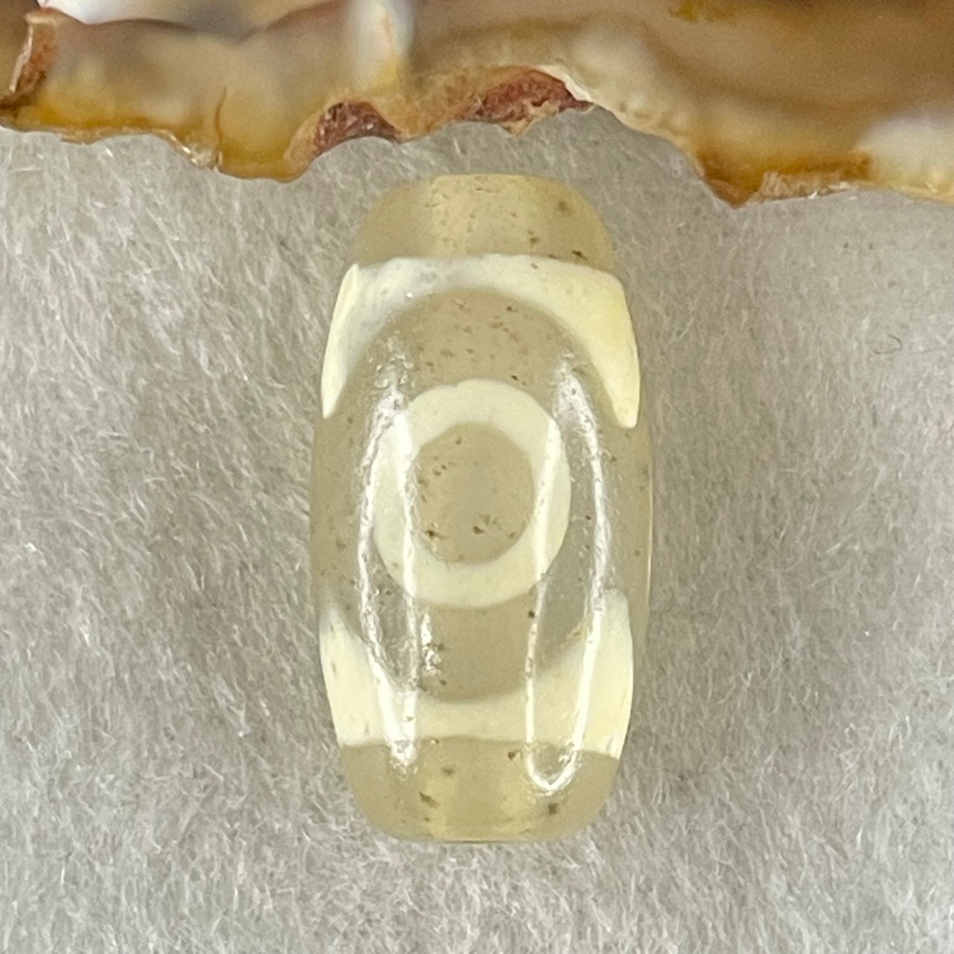 Natural Powerful Tibetan Old Oily Agate 3 Eyes Dzi Bead Heavenly Master (Tian Zhu) 三眼天诛 3.17g 20.1 by 10.4mm - Huangs Jadeite and Jewelry Pte Ltd