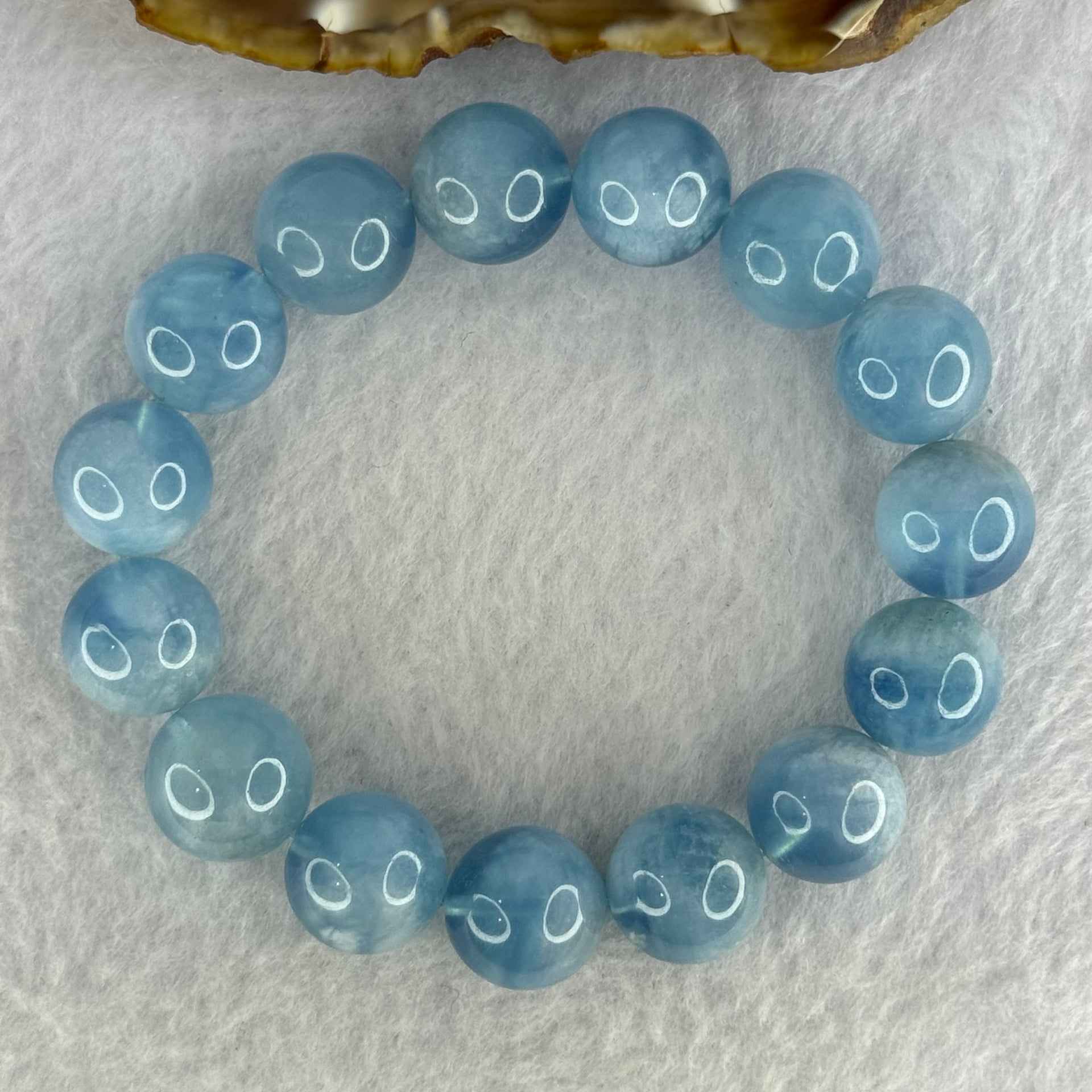 Natural Aquamarine Beads Bracelet 60.65g 18.5cm 14.5mm 15 Beads - Huangs Jadeite and Jewelry Pte Ltd