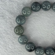 Type A Grey Wuji Green Jadeite Beads Bracelet 73.17g 18.5cm 14.2mm 15 Beads - Huangs Jadeite and Jewelry Pte Ltd