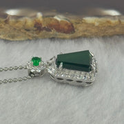 Type A Icy Green Omphasite Jadeite 9.9 by 8.5 by 2.5mm Wu Shi Pai Pendant in S925 Sliver Necklace 4.56g - Huangs Jadeite and Jewelry Pte Ltd