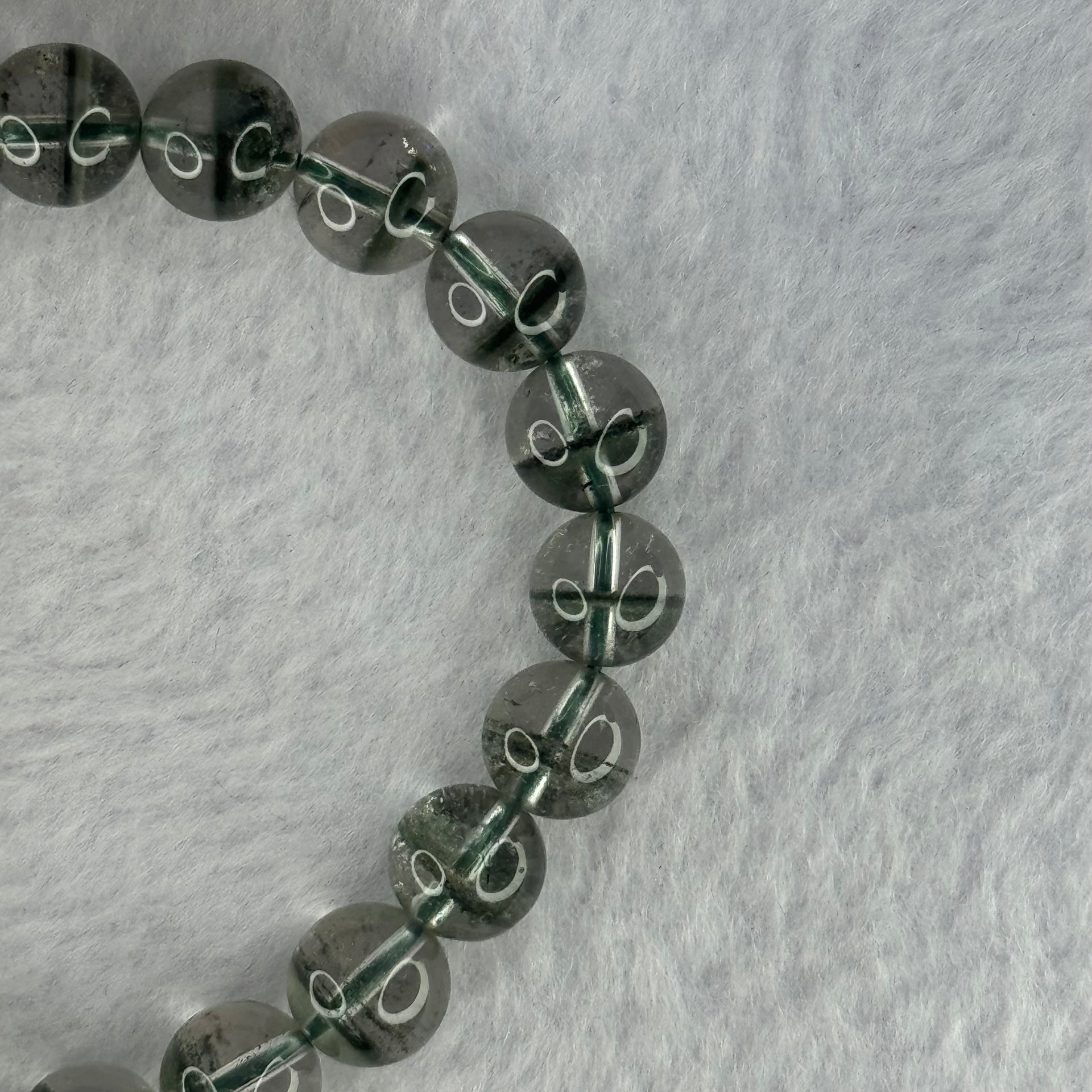 Very Good Grade Natural Green Phantom Quartz Beads Bracelet 23.14g 17cm 9.3mm 22 Beads - Huangs Jadeite and Jewelry Pte Ltd