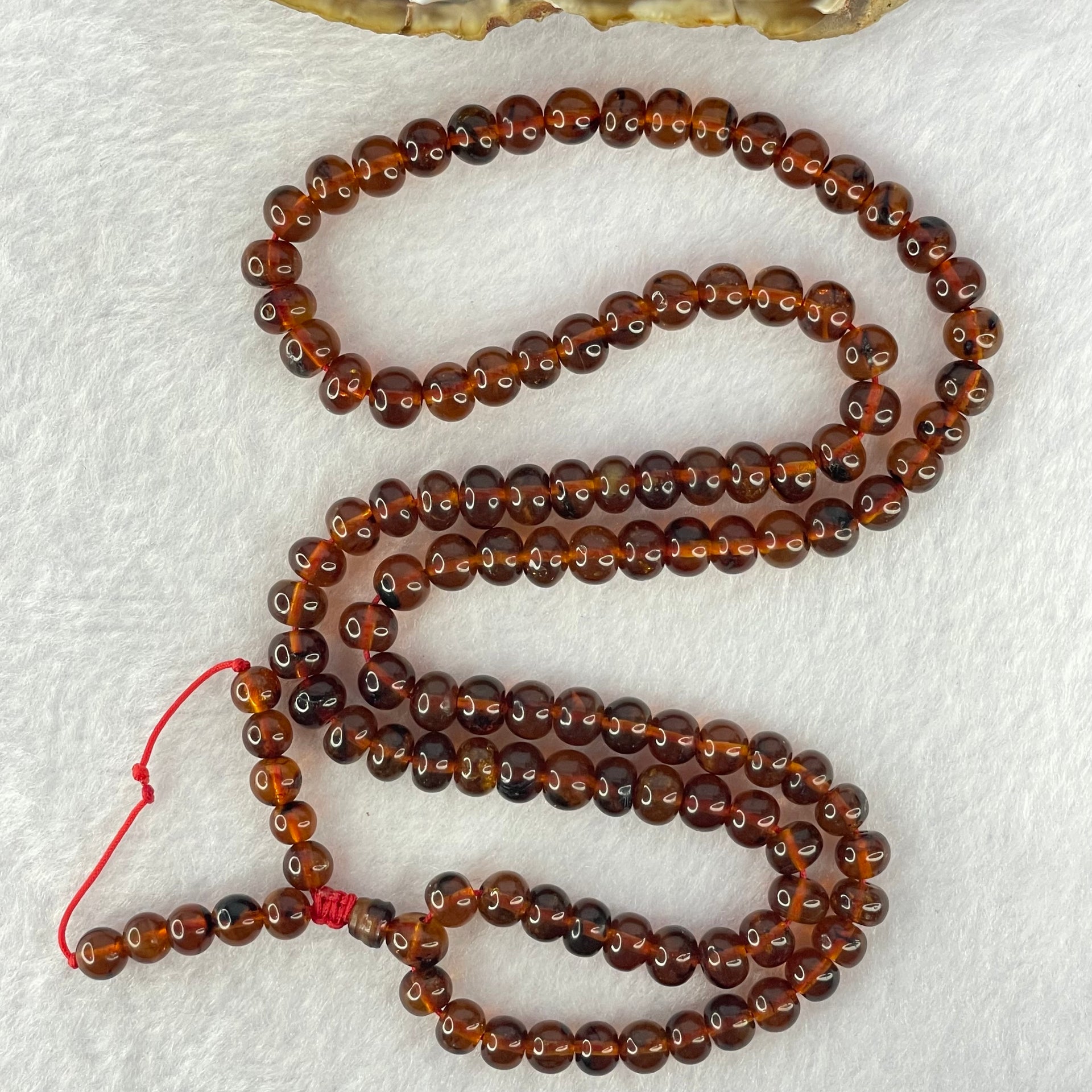 Natural Blood Red Amber Beads Necklace 天然血珀项链 16.14g 58cm 6.1mm 108 Beads - Huangs Jadeite and Jewelry Pte Ltd