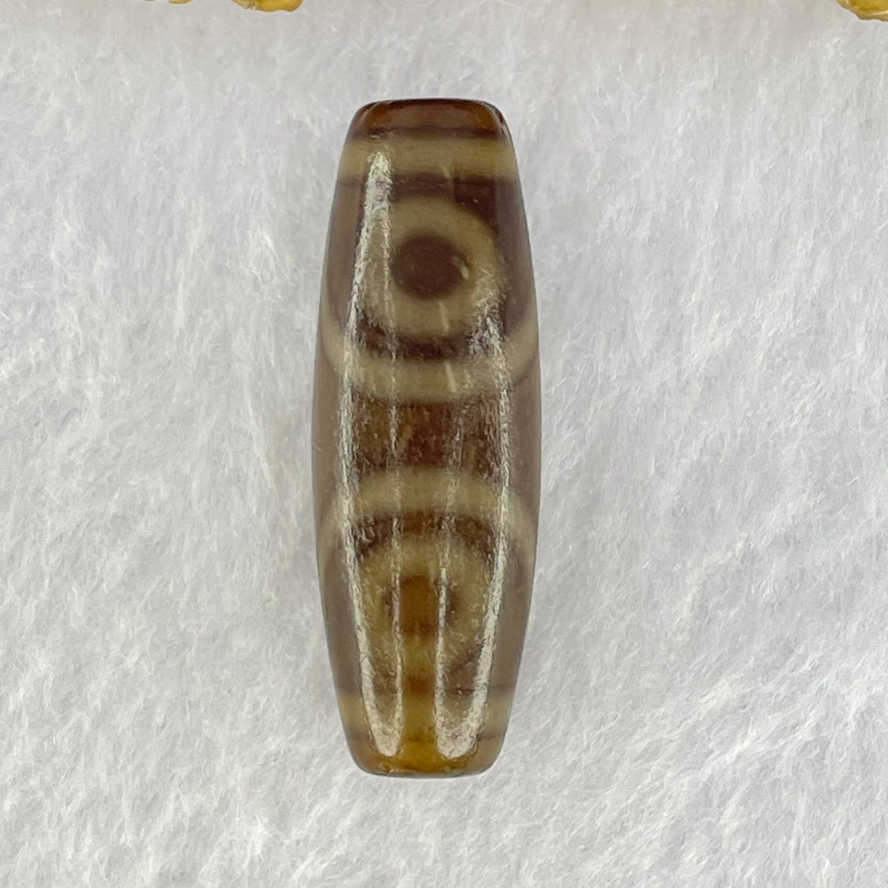 Natural Powerful Tibetan Old Oily Agate 3 Eyes Dzi Bead Heavenly Master (Tian Zhu) 三眼天诛 9.77g 38.1 by 13.0mm - Huangs Jadeite and Jewelry Pte Ltd