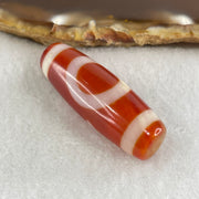 Natural Powerful Tibetan Old Oily Red White Agate One Eye Gold Metal Element Dzi Bead Heavenly Master (Tian Zhu) 一眼金天珠 11.08g 10.25g 37.9 by 13.2mm - Huangs Jadeite and Jewelry Pte Ltd