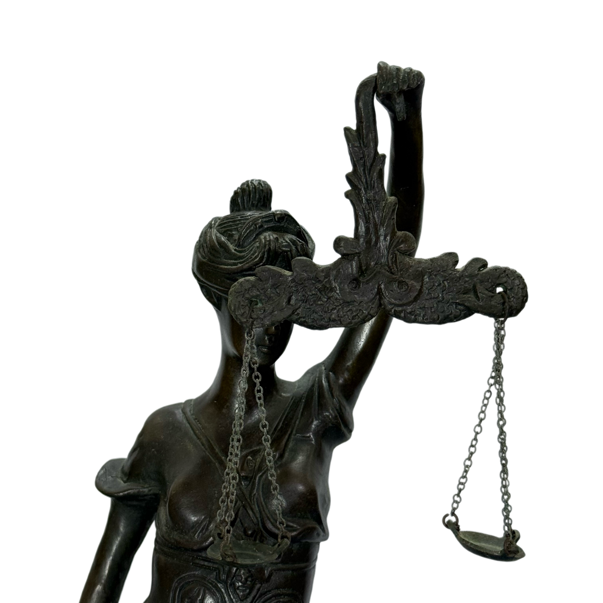 Antique European Handmade Bronze Lady of Justice Display 3,071.9g 148.0 by 148.0 by 422.0mm - Huangs Jadeite and Jewelry Pte Ltd