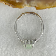 Type A Semi Icy Light Green Jadeite Cabochon in S925 Sliver Ring  (Adjustable Size) 1.70g 7.1 by 6.6 by 3.5mm - Huangs Jadeite and Jewelry Pte Ltd