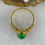 Type A Green Burmese Feng Shui Jade jadeite ring in 18k yellow gold & natural diamonds 2.05g US 7 HK 14 - Huangs Jadeite and Jewelry Pte Ltd