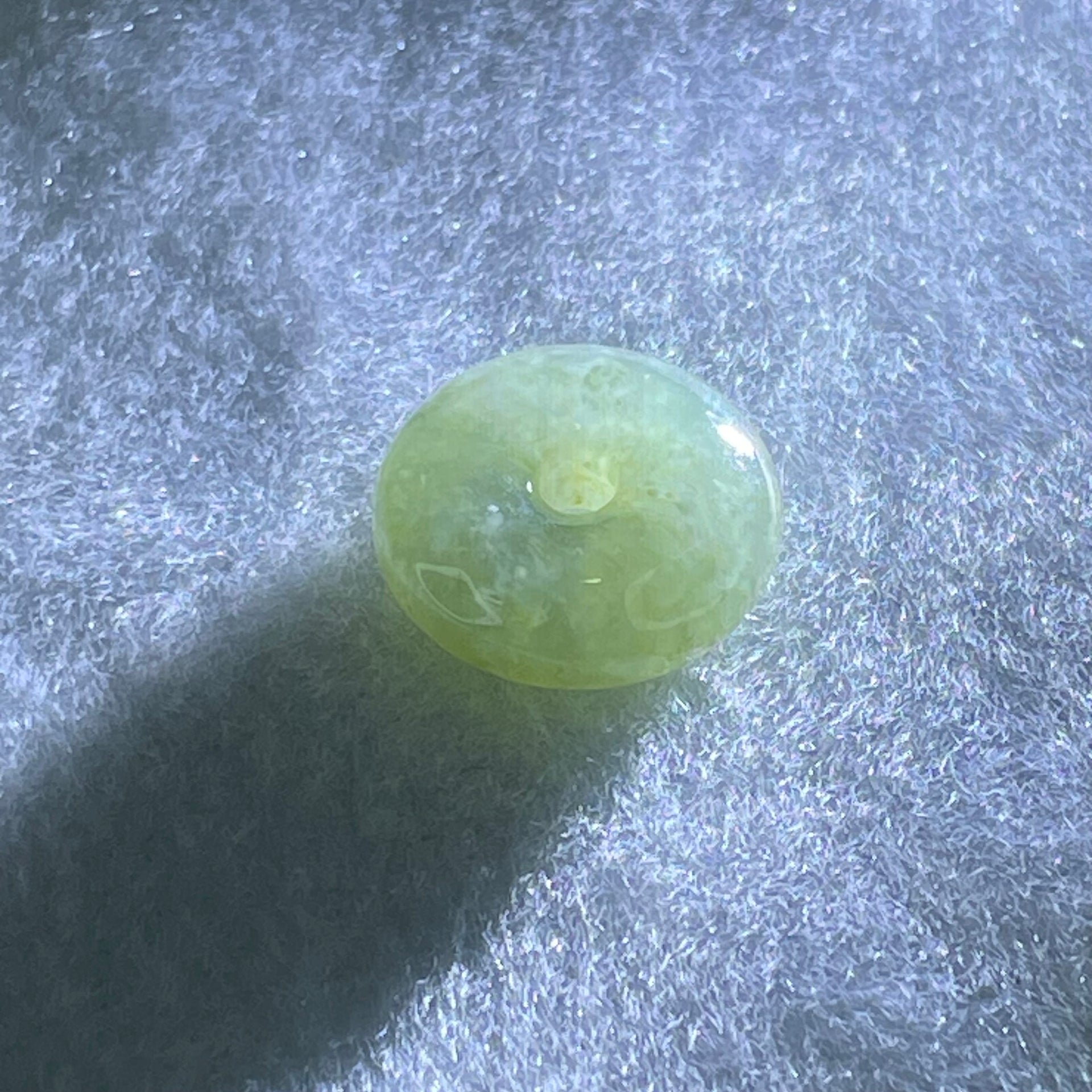 Type A Semi Icy Green Jadeite Ping An Kou Donut Charm Pendant 3.53g 16.8 by 6.4mm - Huangs Jadeite and Jewelry Pte Ltd