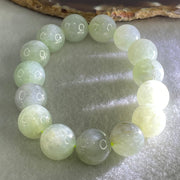 Type A Light Green Light Lavender Jadeite Beads Bracelet 81.20g 17cm 14.9mm 15 Beads (Slight Internal Lines) - Huangs Jadeite and Jewelry Pte Ltd