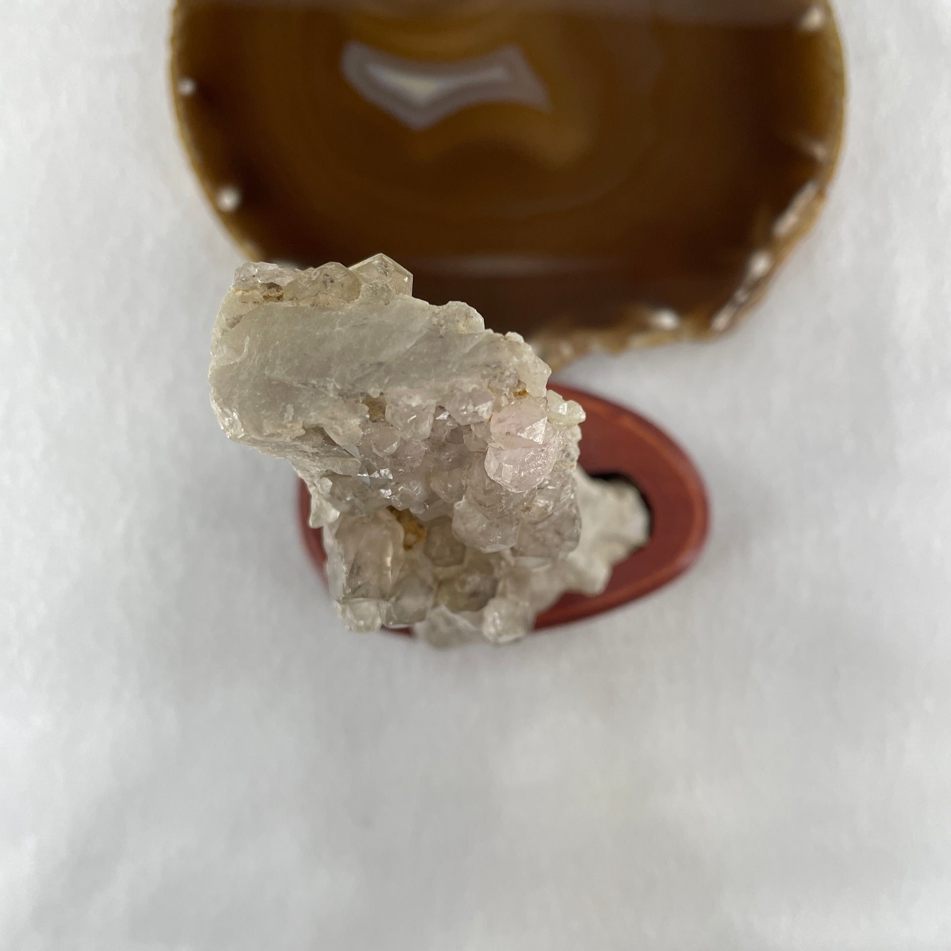 Natural Smoky Quartz Rough Irregular Shape Display in Wooden Stand 353.99g 90.7 by 60.9 by 142.8mm - Huangs Jadeite and Jewelry Pte Ltd