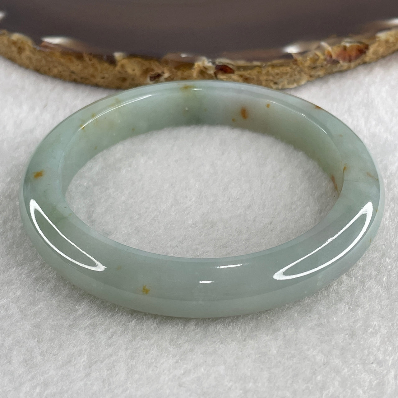 Certified Natural Type A Jelly Sky Blue with Yellowish Spot Jadeite Bangle 51.07g Internal Diameter 57.3mm 10.6 by 9.8mm (Close to Perfect)