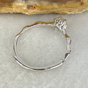 Type A Semi Icy Lavender Cabochon Jadeite in S925 Sliver Bamboo Ring (Adjustable Size) 1.05g 3.0 by 2.0mm - Huangs Jadeite and Jewelry Pte Ltd