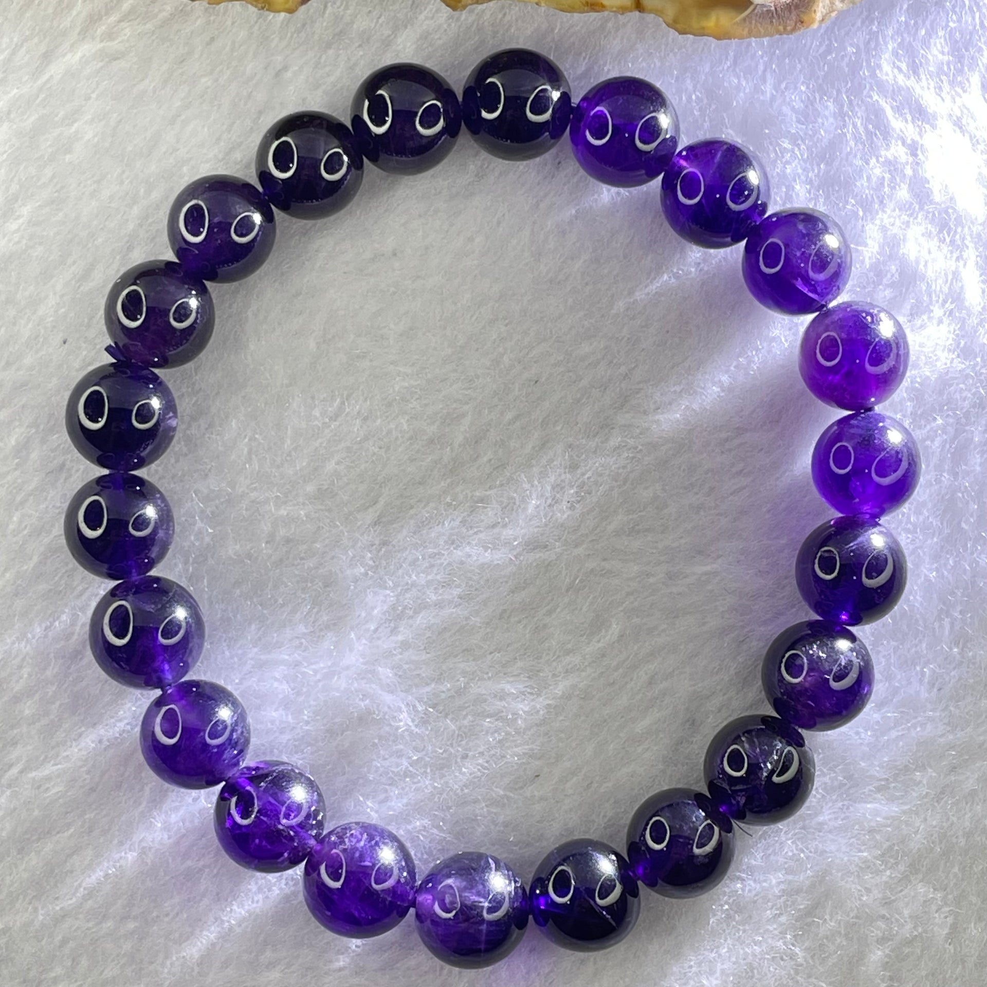 Good Grade Natural Amethyst Bracelet 23.21g 16.5cm 9.4mm 22 Beads - Huangs Jadeite and Jewelry Pte Ltd