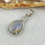 Good Grade Rare Natural Blue Dumortierite Rutilated Quartz in S925 Pendant 2.58g 12.2 by 9.7 by 5.5mm - Huangs Jadeite and Jewelry Pte Ltd