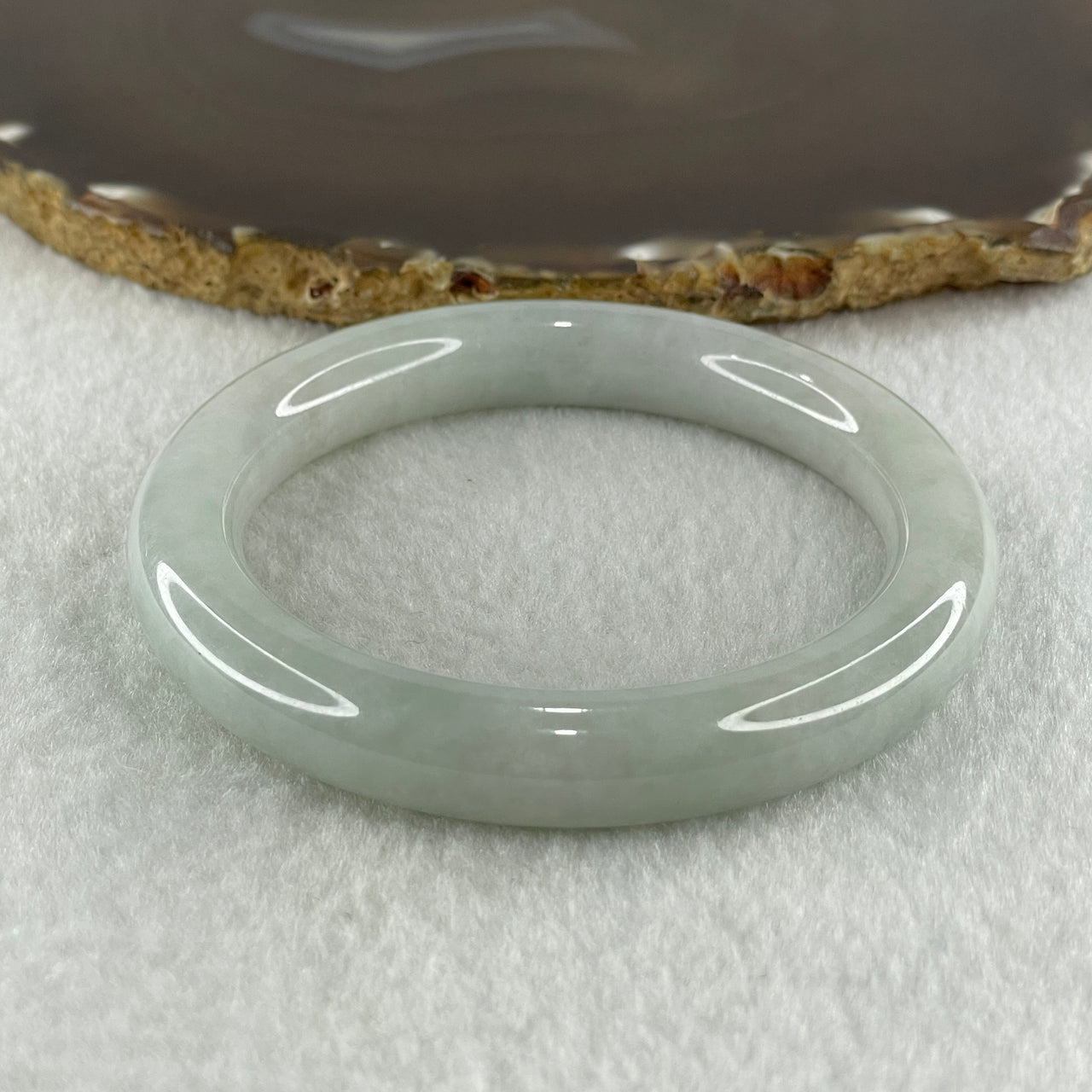 Type A Natural Light Green Jadeite Bangle 62.13g Inner Diameter 57.8mm 11.0 by 10.7mm (Very Very Slight Internal Lines) - Huangs Jadeite and Jewelry Pte Ltd