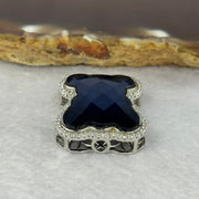 Natural Meteorite Bear Charm in S925 Silver with Crystals For Necklace / Bracelet (Blue Color) 7.24g 26.1 by 21.3 by 8.5mm - Huangs Jadeite and Jewelry Pte Ltd