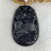 Type A Opaque to Partial Translucent Black Omphacite Jadeite Pig Pendant 26.30g 59.7 by 40.1 by 8.5mm - Huangs Jadeite and Jewelry Pte Ltd