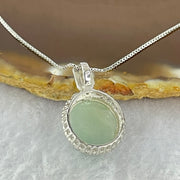 Type A Semi Icy Light Blueish Green Milo Buddha with Crystals in S925 Sliver Pendant and Necklace 6.13g 14.9 by 14.9 by 7.8mm - Huangs Jadeite and Jewelry Pte Ltd