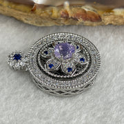 Natural Purple with Colorless and Blue Cubic Zirconia Beads Pendant in S925 Sliver 6.99g 6.0 by 2.0mm - Huangs Jadeite and Jewelry Pte Ltd